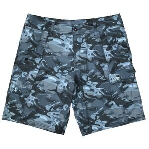 AFTCO Cargo Shorts Mens 38 Blue Camo Ripstop Tactical Fishing Outdoor Utility